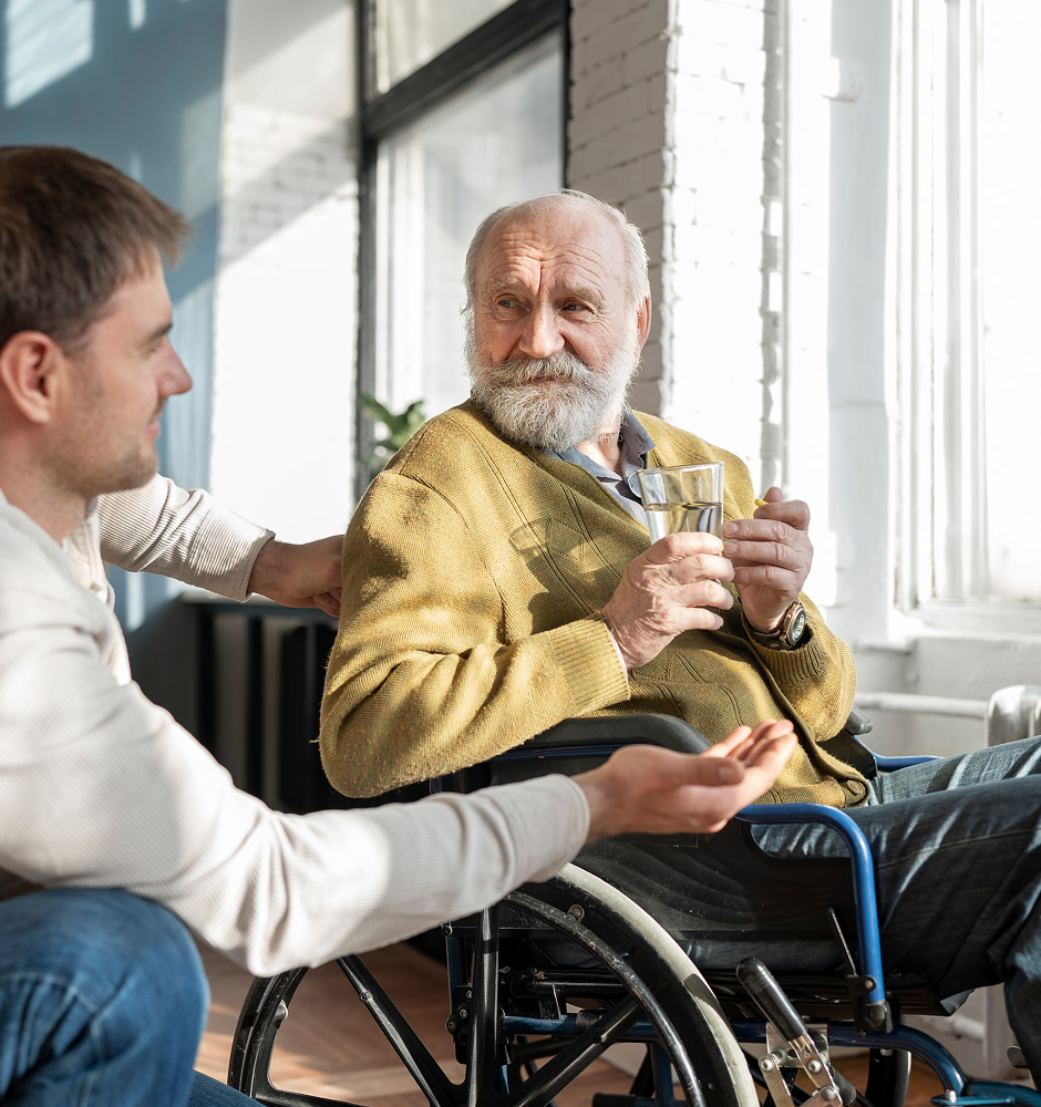 Old patient suffering from parkinson